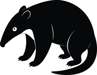 Full Body Black Shape of a Tamandua Climbing