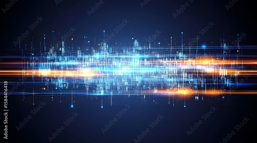 Poster abstract digital data stream background.