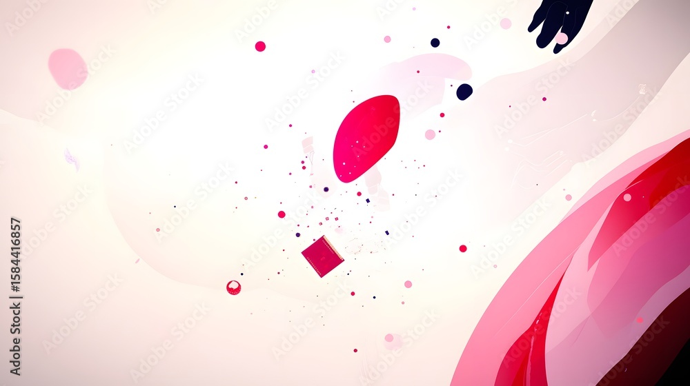 Poster abstract design with flowing shapes and various colors.
