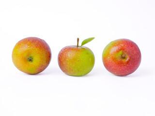Fresh green apple isolated on white background. Apel malang, apel manalagi, wild apple, fruit. Malus sylvestris