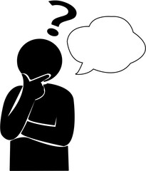 ふきだし 疑問、ピクトグラム。｜人物, 思考, 感情, アイコン