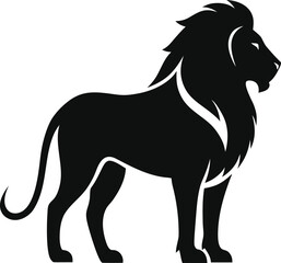 Minimal Black and White Silhouette of a Lion in Side Profile