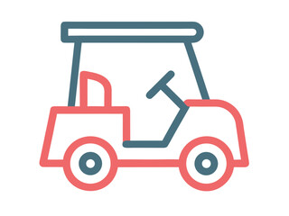 Fototapeta premium Stylized Golf Cart Icon with Pink and Blue Outlines