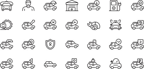 Car service icons vehicle maintenance repair transport symbols vector