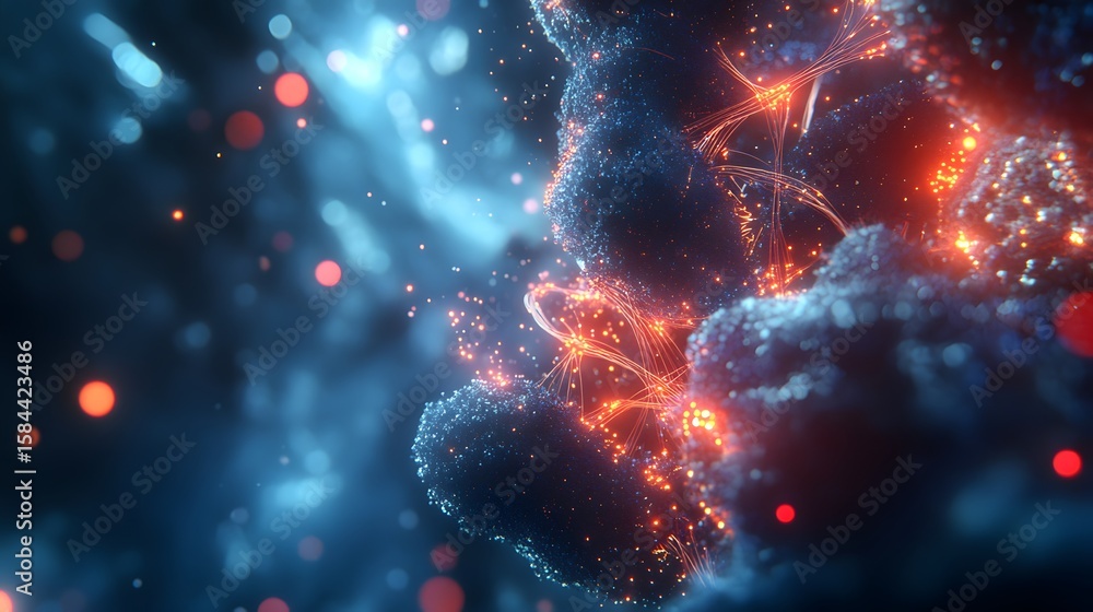 Poster abstract illustration of a complex molecular structure.