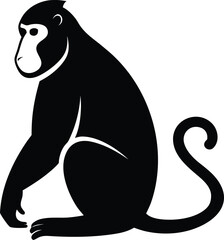 Silhouette of a Proboscis Monkey Sitting with a Large Nose