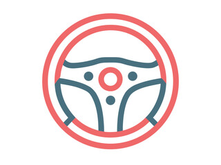 Steering wheel icon with double red circle outline design