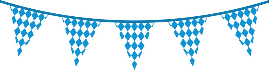 Seamless Bavarian Flag Party Bunting with Blue and White Diamond Pattern for Oktoberfest