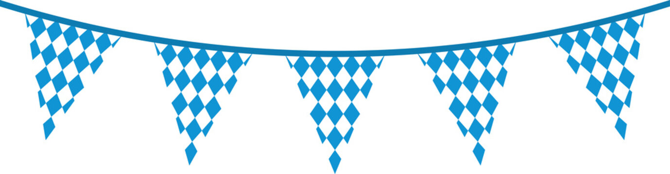 Seamless Bavarian Flag Party Bunting with Blue and White Diamond Pattern for Oktoberfest