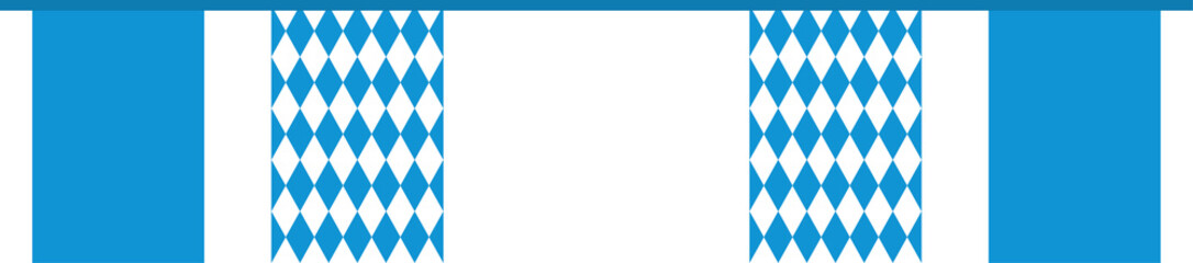 Seamless Bavarian Flag Party Bunting with Blue and White Diamond Pattern for Oktoberfest