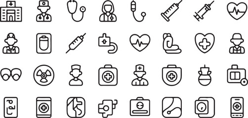 Medical healthcare hospital clinic doctor nurse equipment symbols vector