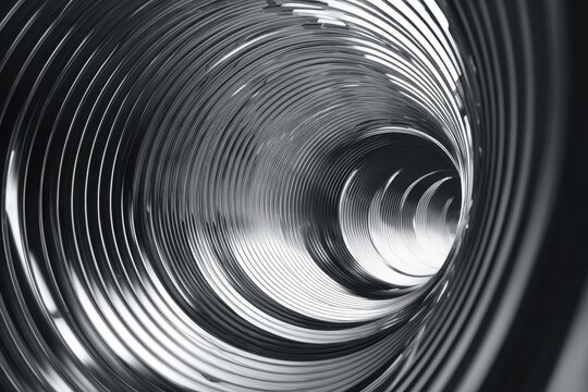 Stylized image of a flexible corrugated pipe resembling a tunnel or futuristic architecture depicting an abstract modern industrial or technological theme - Powered by Adobe