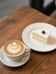 Cozy Coffee & Dessert on Wooden Table