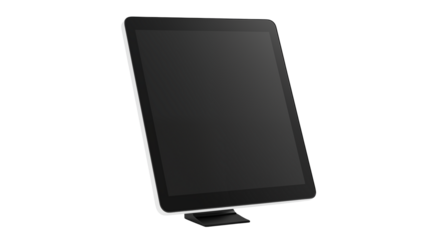Modern tablet device displaying a blank screen isolated on transparent background for versatile design possibilities.