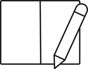 Minimalist Line Art Vector of Notebook and Pencil Icon – Education, Writing, and Stationery Concept for Design Projects
