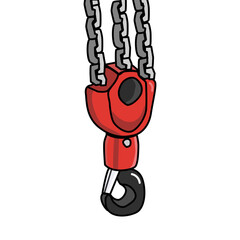 Illustration of a Red Crane Hook on Chain