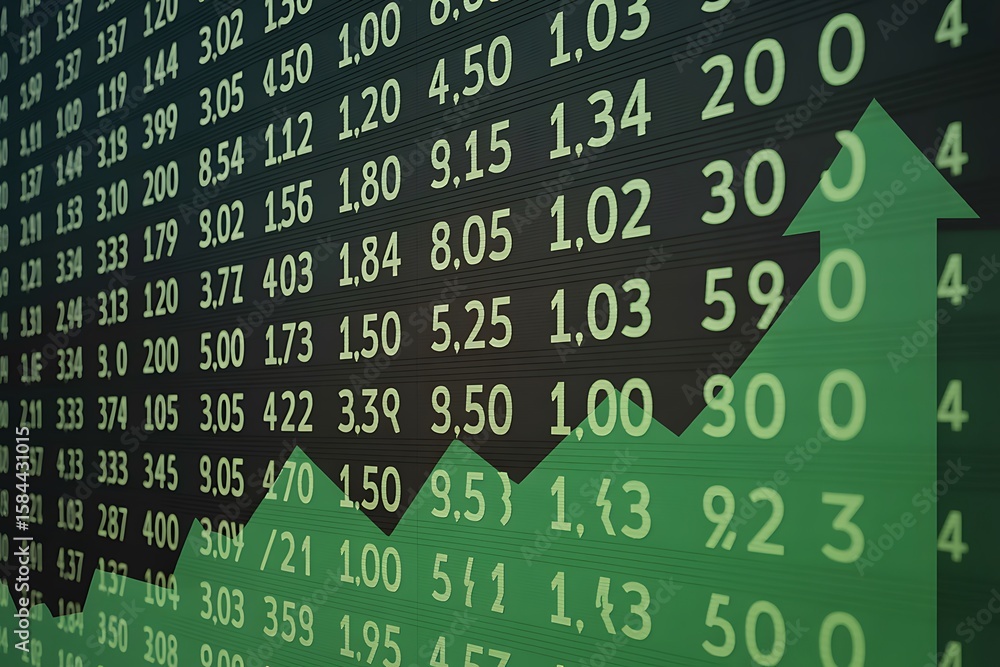 Aufkleber digital stock market data visualization showing upward trends and financial growth with green arrows