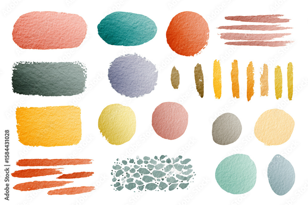 Poster various colorful textured brush strokes on transparent background perfect for art projects and graph