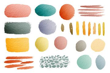 Various Colorful Textured Brush Strokes on Transparent Background Perfect for Art Projects and Graphic Design Elements, PNG