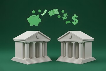 Transfer funds between banks. Transfer from one bank account to another. Move money securely and efficiently concepts.