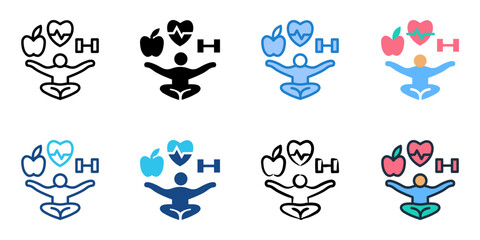 Wellness Program icon set multiple style collection 
