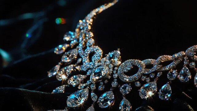 Dazzling diamond necklace on dark velvet