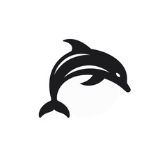 Curved Dolphin Silhouette Logo Vector on White Background