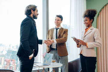 Multiracial business people having meeting and brainstorming discussed