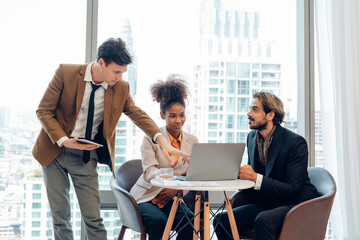 Multiracial business people having meeting and brainstorming discussed