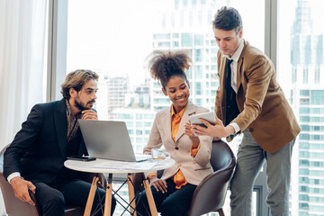 Multiracial business people having meeting and brainstorming discussed