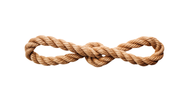A nautical rope forming an infinity symbol isolated on transparent background creates a unique visual element.