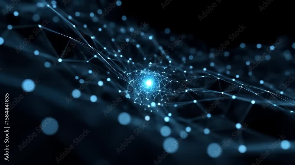 Aufkleber abstract network blue glowing point digital connection futuristic technology data transfer and scien
