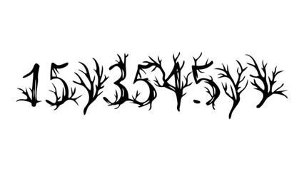 Unique artistic number sequence with tree branch design for personalized tattoo and custom logo design needs