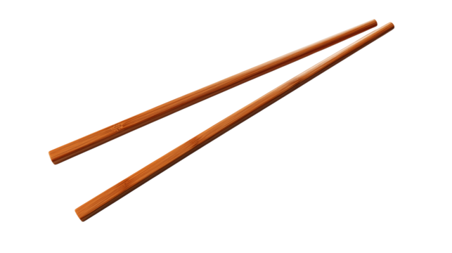 Wooden chopsticks rest isolated on transparent background, perfect for Asian cuisine themes