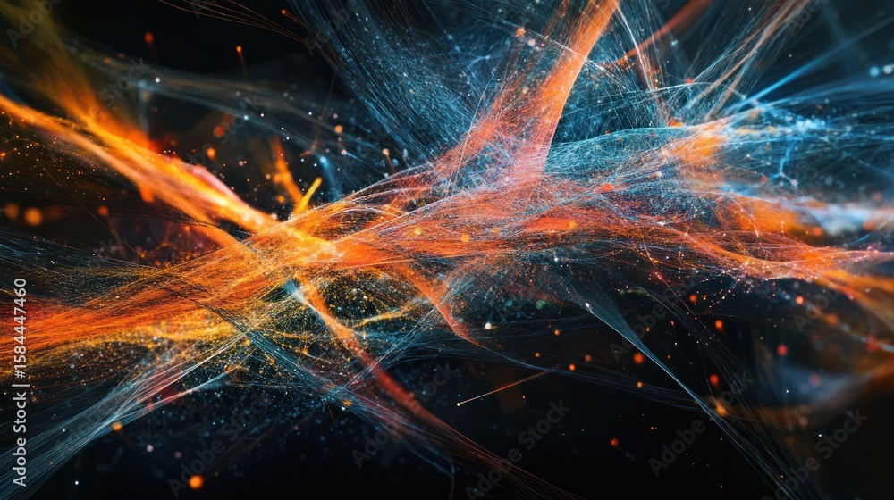 Poster dynamic interplay of light strands in a celestial abstract composition