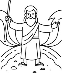 Moses from the Bible – Christian Old Testament Prophet Flat Illustration