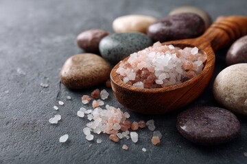 Fototapeta premium Beauty and wellness through spa salts and stones Therapeutic relaxation and treatments Aromatherapy and body care Alternative living Unwind in the bath