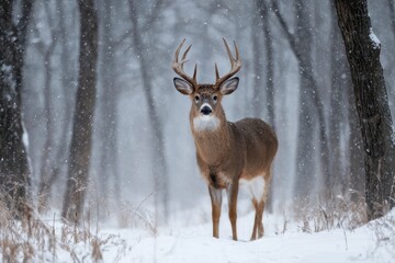 Deer in winter woods