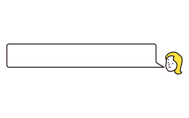 笑顔のビジネスウーマンと吹き出しのシンプルなイラスト素材