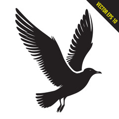 seagull flying silhouette vector illustration