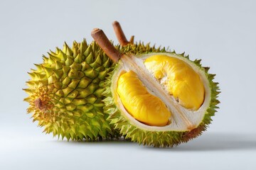 Fototapeta premium Durian the fruit monarch on a light backdrop