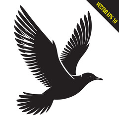 seagull flying silhouette vector illustration