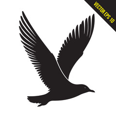 seagull flying silhouette vector illustration