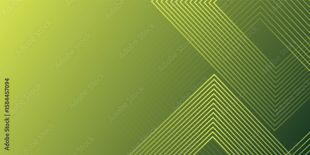 Poster green abstract background with glowing geometric lines. modern gradient rounded square lines pattern