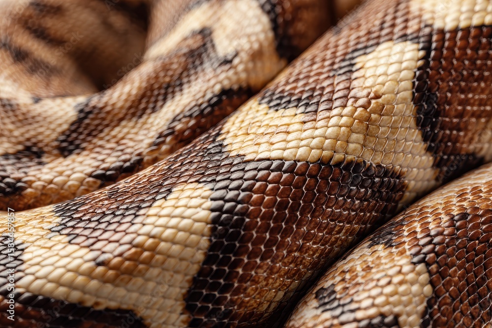 Fototapete detailed perspective of ball python skin pattern for a backdrop with emphasis on certain areas abstr