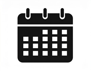 Black calendar icon vector illustrating a page with a date, symbolizing an event or appointment schedule