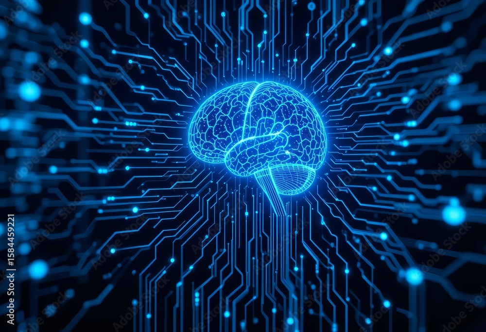 Poster discover the brilliance of neural networks and brain-powered ai in this electric tech-inspired image