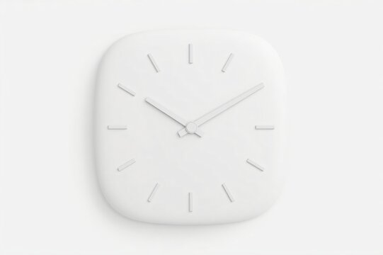 White minimalist clock wall, clean background, time management concept