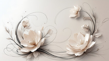 Simple but beautiful design using simple flower motifs or calm curves or straight lines with soft lines with pencil or ink, ai, generative