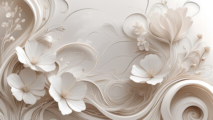 Simple but beautiful design using simple flower motifs or calm curves or straight lines with soft lines with pencil or ink, ai, generative
